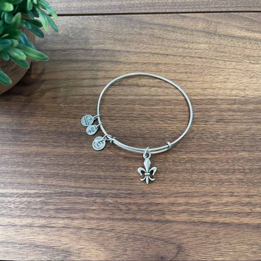 ALEX AND ANI Fleur De Lis Charm Bangle Bracelet